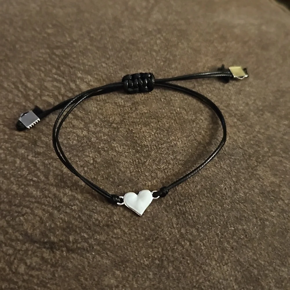 3/$30 Dainty Black Macrame Heart Adjustable Tennis Bracelet - Picture 2 of 7